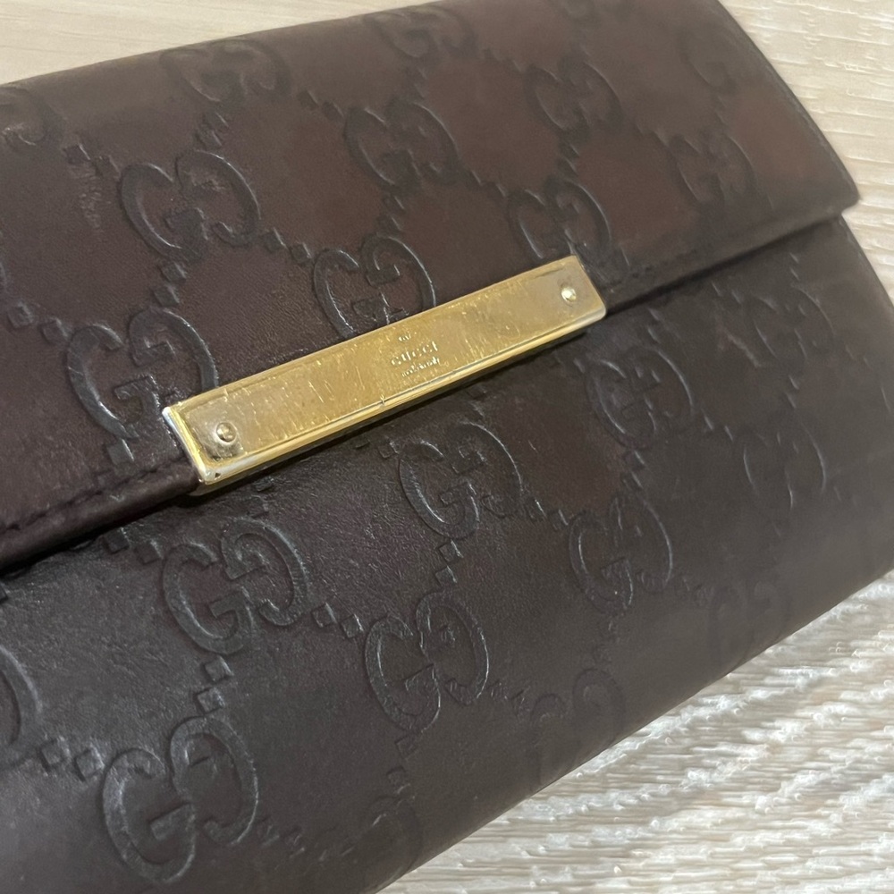 GUCCI Brown Guccissima Continental Flap Wallet WOC - Picture 3 of 8